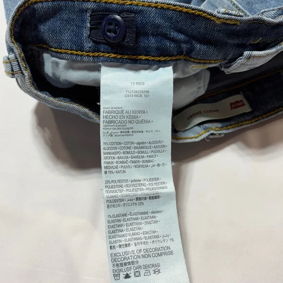 Levi’s Shorty Denim Shorts Floral Print Light Wash Girls 12 Regular - Picture 3 of 8